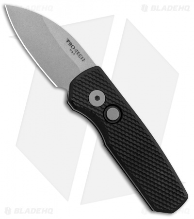 Pro-Tech Runt 5 Wharncliffe Automatic Knife Textured Black (1.9" Stonewash)