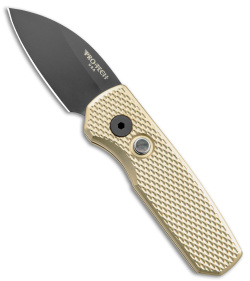 Pro-Tech Runt 5 Wharncliffe Knife Textured Bronze Aluminum (1.9" DLC Black)