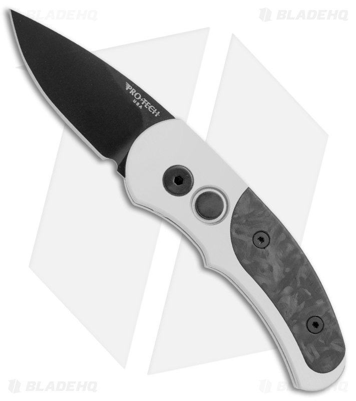 Pro-Tech Runt J4 Automatic Knife Silver/Marble Carbon Fiber (1.94" Black) 4400-M