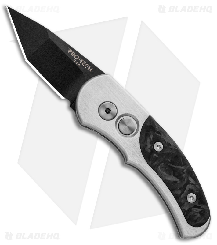 Pro-Tech Runt J4 Tanto Automatic Knife Marbled Carbon Fiber (1.94" Stonewash)