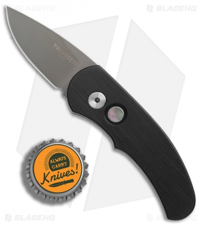 Pro-Tech Runt J4 Limited Automatic Knife Black w/ MOP Button (1.94" Gray DLC)