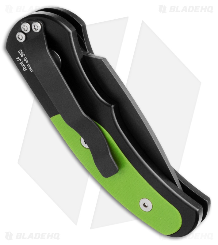 Pro-Tech Runt J4 Tanto Automatic Knife Neon Green G-10 (1.94" Black) 5432