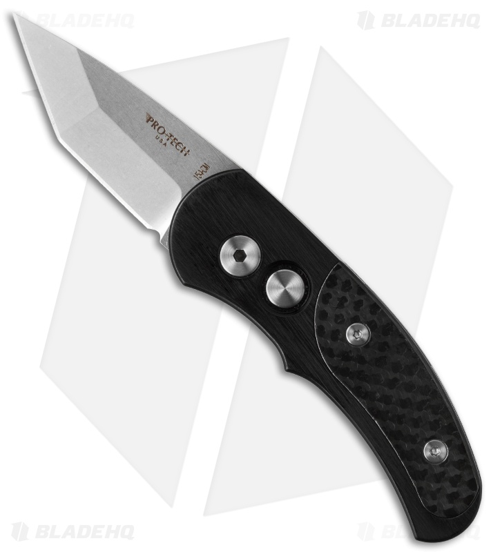 Pro-Tech Runt J4 Tanto Automatic Knife Black Carbon Fiber (1.94" Stonewash) 5404