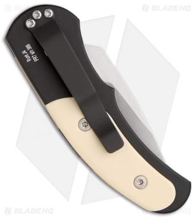 Pro-Tech Runt J4 Tuxedo Automatic Knife Black/Ivory Micarta (1.94" Satin) 4451