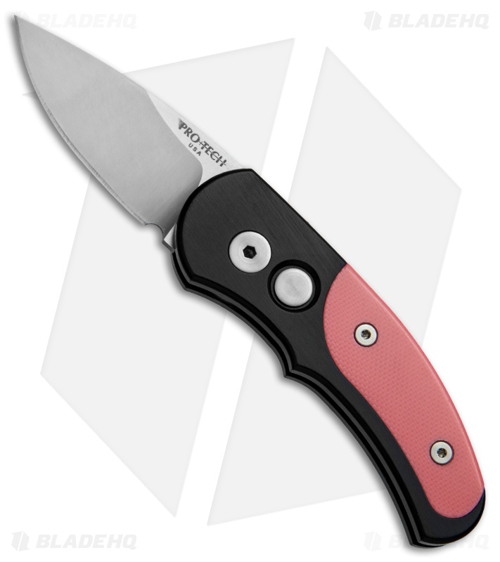 Pro-Tech Runt J4 Automatic Knife Black w/Pink G-10 (1.94" Satin) 4445