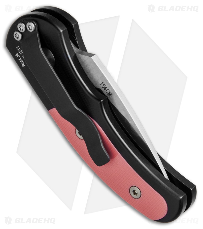 Pro-Tech Runt J4 Automatic Knife Black w/Pink G-10 (1.94" Satin) 4445