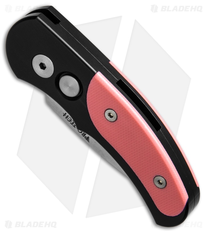 Pro-Tech Runt J4 Automatic Knife Black w/Pink G-10 (1.94" Satin) 4445