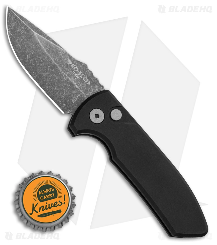 Pro-Tech Les George SBR Automatic Knife Black  Aluminum (2.6" Acid Wash)