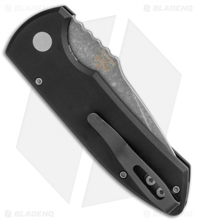 Pro-Tech Les George SBR Automatic Knife Black  Aluminum (2.6" Acid Wash)