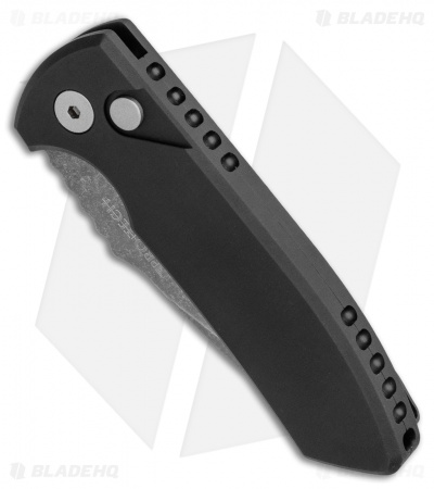Pro-Tech Les George SBR Automatic Knife Black  Aluminum (2.6" Acid Wash)
