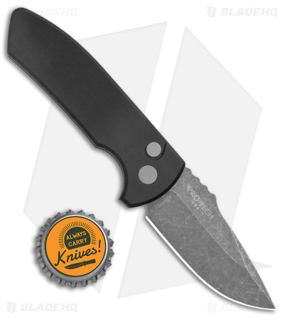 Pro-Tech Les George SBR LH Automatic Knife Black Aluminum (2.6" Acid Wash)