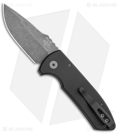 Pro-Tech Les George SBR LH Automatic Knife Black Aluminum (2.6" Acid Wash)