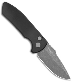 Pro-Tech Les George SBR LH Automatic Knife Black Aluminum (2.6" Acid Wash)