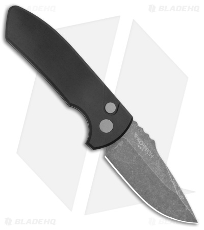 Pro-Tech Les George SBR LH Automatic Knife Black Aluminum (2.6" Acid Wash)