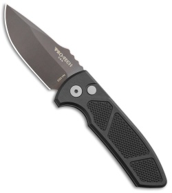 Pro-Tech Les George SBR Automatic Knife Black Knurled Aluminum (2.6" Espresso)