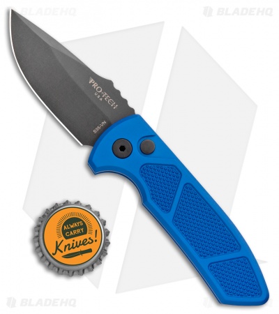 Pro-Tech Les George SBR Automatic Knife Blue Knurled Aluminum (2.6" Black)