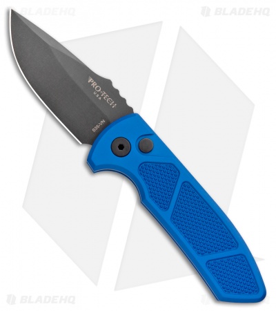 Pro-Tech Les George SBR Automatic Knife Blue Knurled Aluminum (2.6" Black)