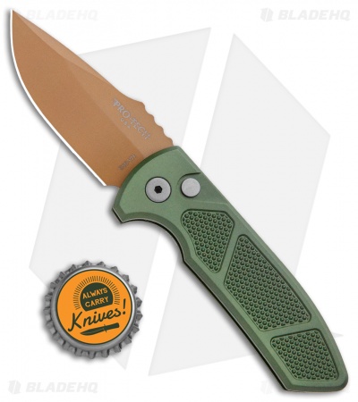 Pro-Tech Les George SBR Desert Warrior Auto Knife Green Knurled (2.6" Copper)