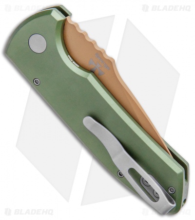 Pro-Tech Les George SBR Desert Warrior Auto Knife Green Knurled (2.6" Copper)