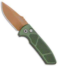 Pro-Tech Les George SBR Desert Warrior Auto Knife Green Knurled (2.6" Copper)