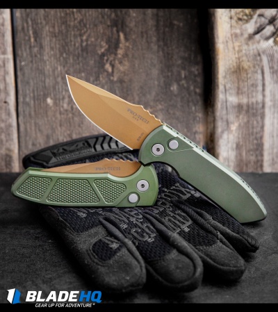 Pro-Tech Les George SBR Desert Warrior Automatic Knife Green (2.6" Copper)