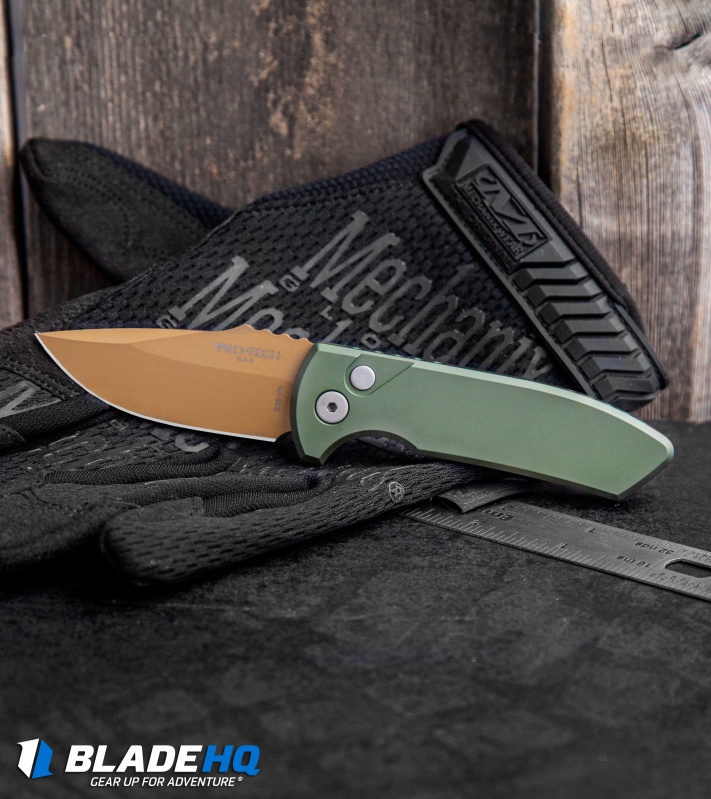 Pro-Tech Les George SBR Desert Warrior Automatic Knife Green (2.6" Copper)