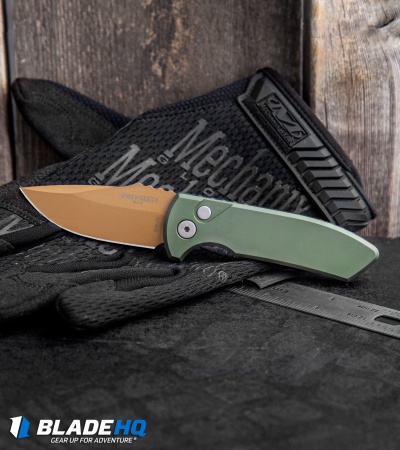 Pro-Tech Les George SBR Desert Warrior Automatic Knife Green (2.6" Copper)