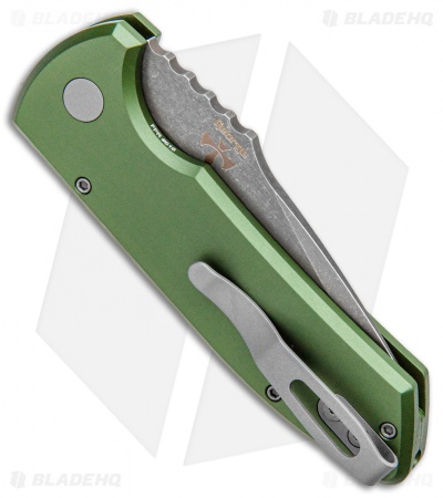 Pro-Tech Les George SBR Automatic Knife OD Green Aluminum (2.6" Acid Wash)