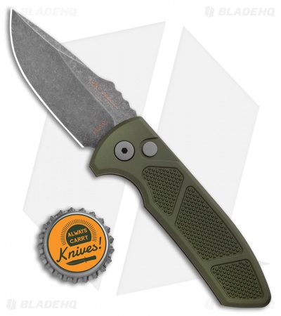 Pro-Tech Les George SBR Automatic Knife Green Aluminum Knurled (2.6" Acid Wash)