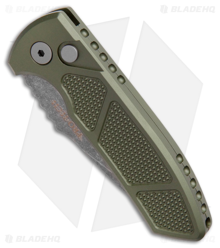 Pro-Tech Les George SBR Automatic Knife Green Aluminum Knurled (2.6" Acid Wash)