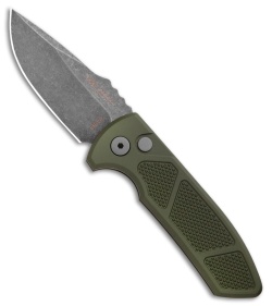 Pro-Tech Les George SBR Automatic Knife Green Aluminum Knurled (2.6" Acid Wash)