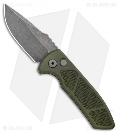 Pro-Tech Les George SBR Automatic Knife Green Aluminum Knurled (2.6" Acid Wash)