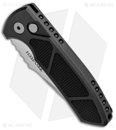 Pro-Tech Les George SBR Automatic Knife Black Knurled Aluminum (2.6" Stonewash)