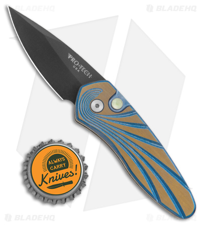 Protech Sprint Custom Automatic Knife Sculpted Ano Titanium (2.1" Black DLC) 