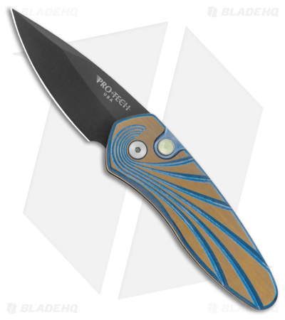 Protech Sprint Custom Automatic Knife Sculpted Ano Titanium (2.1" Black DLC) 