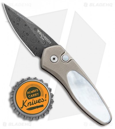 Pro-Tech Custom Sprint Automatic Knife w/ White Mother of Pearl (1.95" Damascus)