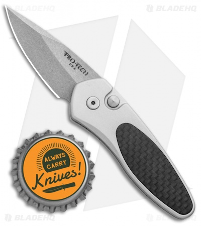 Pro-Tech Sprint Automatic Knife Silver/ Carbon Fiber (1.95" Stonewash) 2910