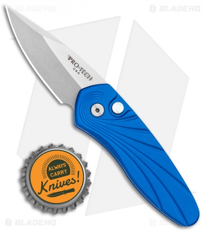 Pro-Tech Sprint Blue Automatic Knife 3D Wave (1.95" Stonewash) 2936-BLUE