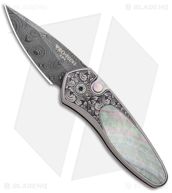 Pro-Tech Sprint Ultimate Custom Knife Bronze Ti/Black Lip Pearl (1.95" Damascus)
