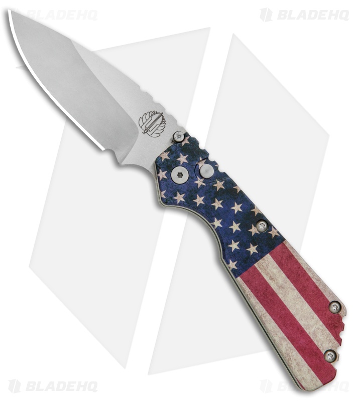 Strider + Pro-Tech PT Automatic Knife Custom PK Ano Vintage USA Flag (2.75" SW )