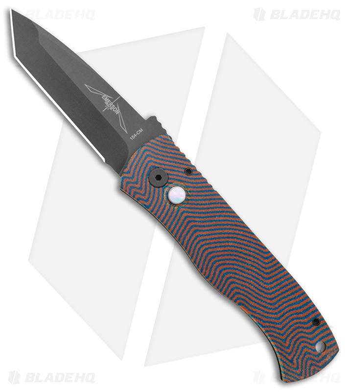 Pro-Tech Custom CQC7 Automatic Unique Micarta Blue/Orange (3.5" Black)