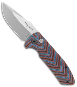 Pro-Tech Custom SBR Automatic Unique Micarta Red/Black/Blue (2.6" Stonewash)