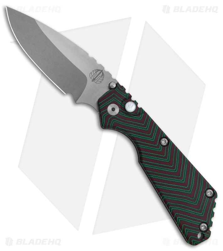Strider + Pro-Tech Custom SnG Automatic Knife Red/Green Micarta (3.5 Stonewash)