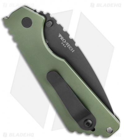 Strider + Pro-Tech SnG Automatic Knife Solid Green Aluminum (3.5" Black)