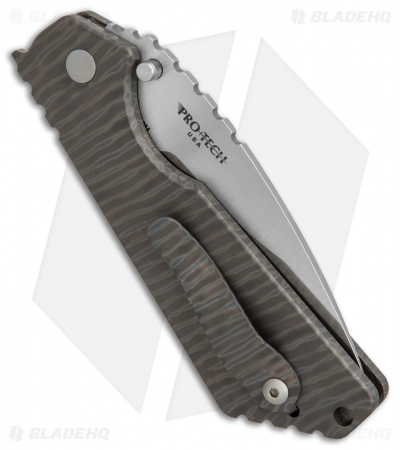 Strider + Pro-Tech Custom SnG Automatic Knife Tiger Stripe Ti (3.5" Satin/SW)