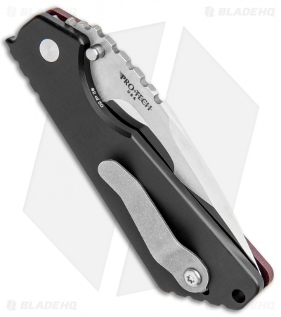 Strider + Pro-Tech SnG Automatic Knife Smooth Burgundy Micarta (3.5" Mirror)