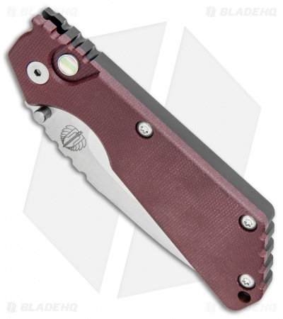 Strider + Pro-Tech SnG Automatic Knife Smooth Burgundy Micarta (3.5" Mirror)