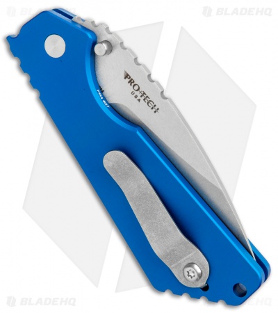 Strider + Pro-Tech SnG Automatic Knife Solid Blue Aluminum (3.5" Stonewash)