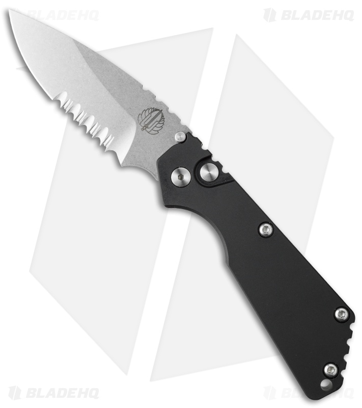 Strider + Pro-Tech SnG Automatic Knife Solid Black Aluminum (3.5" SW Serr) 2402
