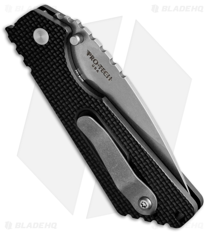 Strider + Pro-Tech  SnG Automatic Knife Knurled w/Safety (3.5" Stonewash)